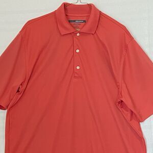 Greg Norman play dry polo golf shirt Men’s large Salmon polyester Short Sleeve